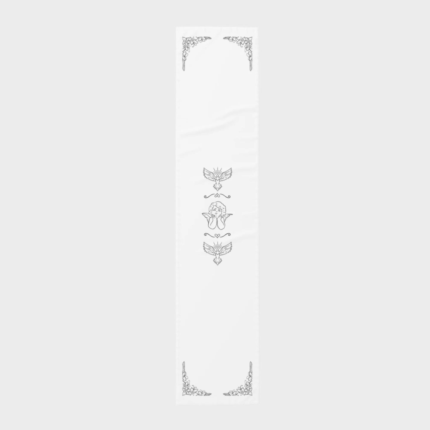 Cotton Table Runner - Angels & Dove Ornaments