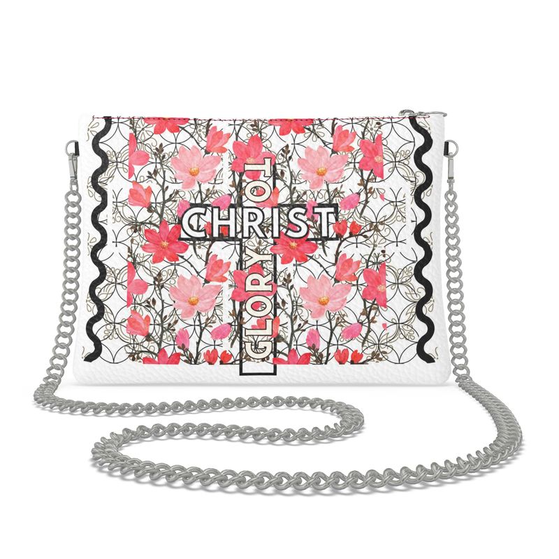 "Glory to Christ" Genuine Leather Crossbody Bag with Chain