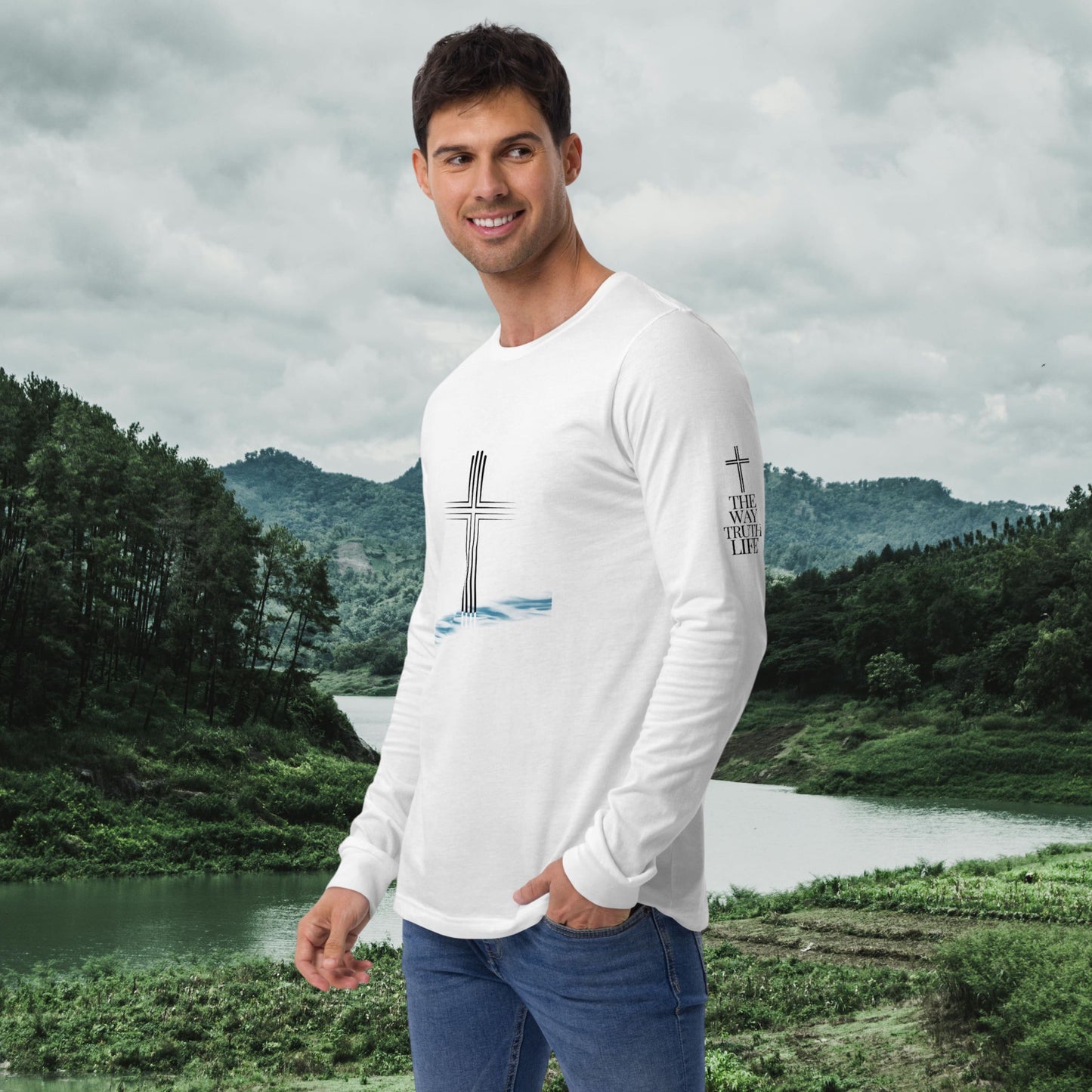 The Way, Truth, Life | Christian cross lightweight shirt