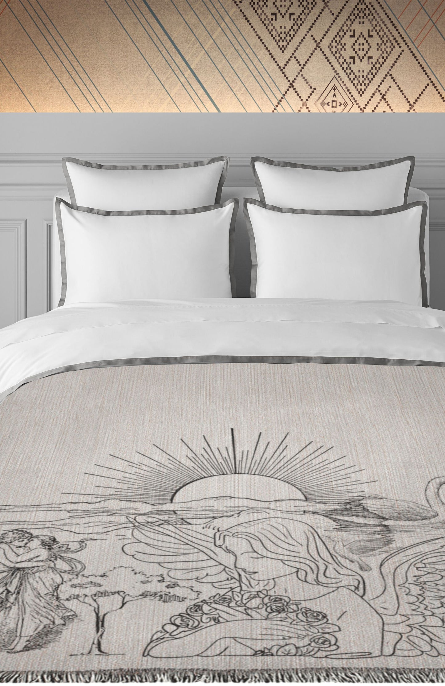 100% Cotton Woven Blanket "Eden Collage Sketch"