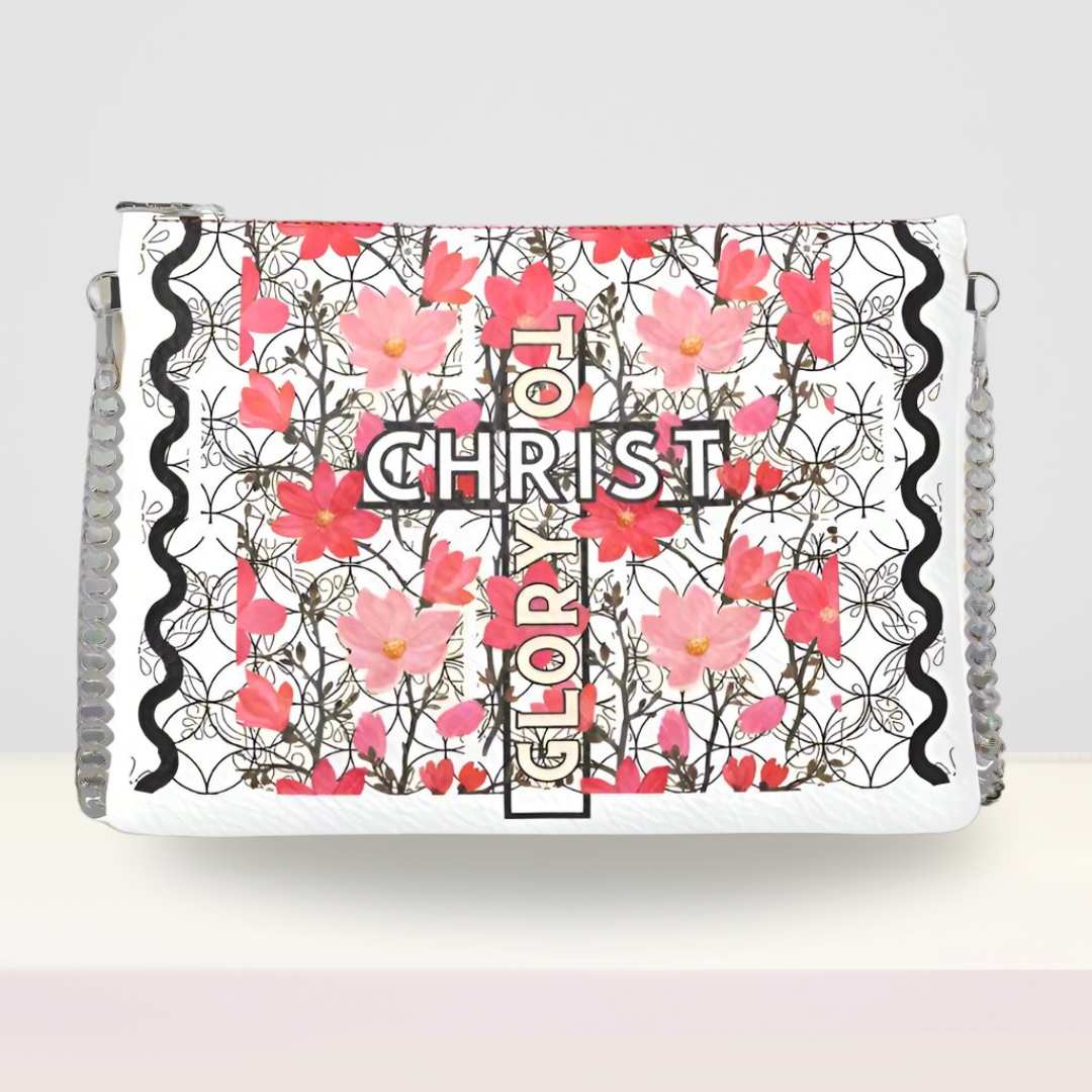 "Glory to Christ" Genuine Leather Crossbody Bag with Chain