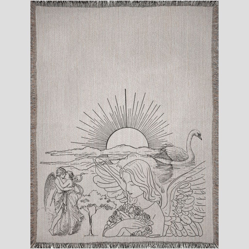 100% Cotton Woven Blanket "Eden Collage Sketch"