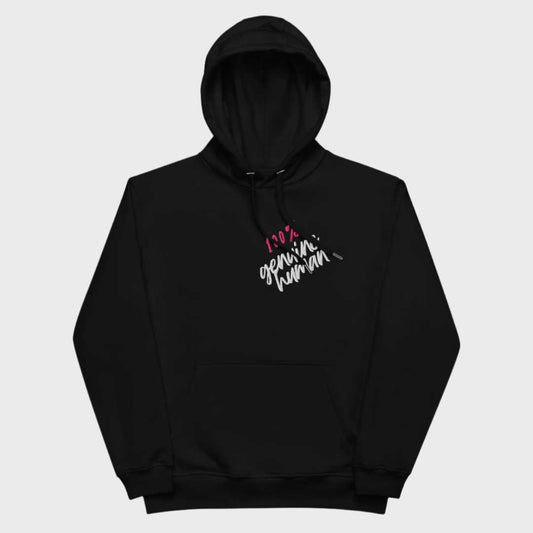 Embroidered eco hoodie "100% genuinehuman"