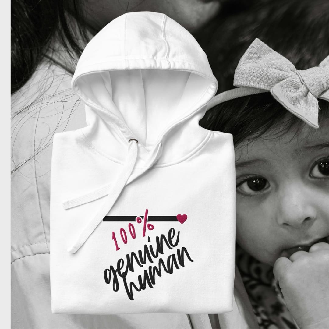 100% genuinehuman | Unisex embroidered minimalist hoodie