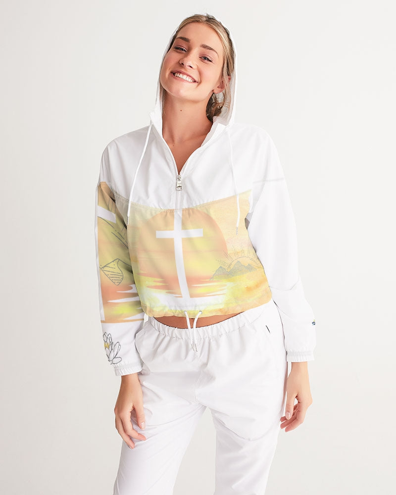 Pastel Sunrise Lanscape Women's Cropped Windbreaker