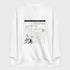White faith sweatshirt with black and gray line art graphic design featuring text and elements such as a road with a compass pointing to the cross