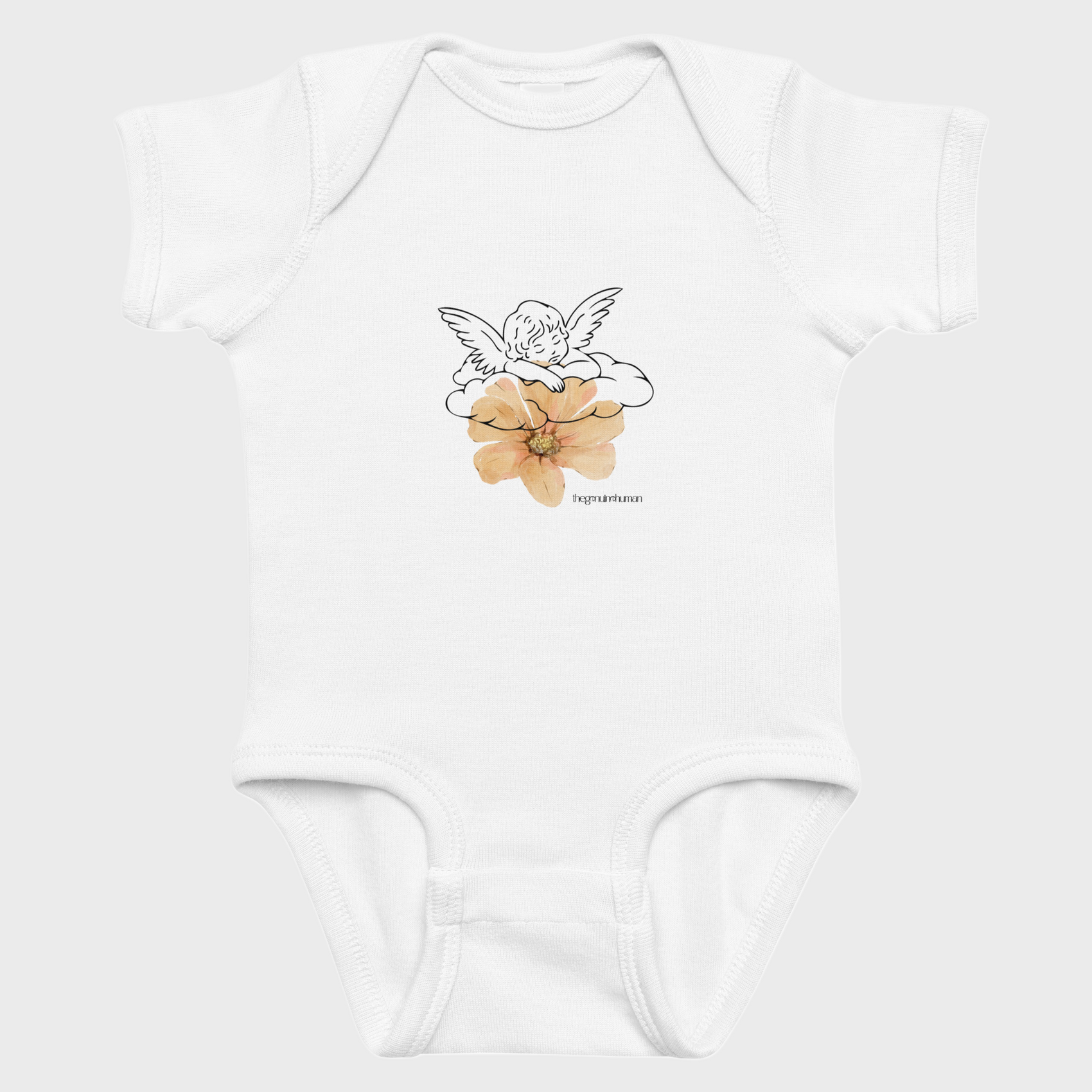 Ángel con flor de amapola | Mono para bebé cristiano