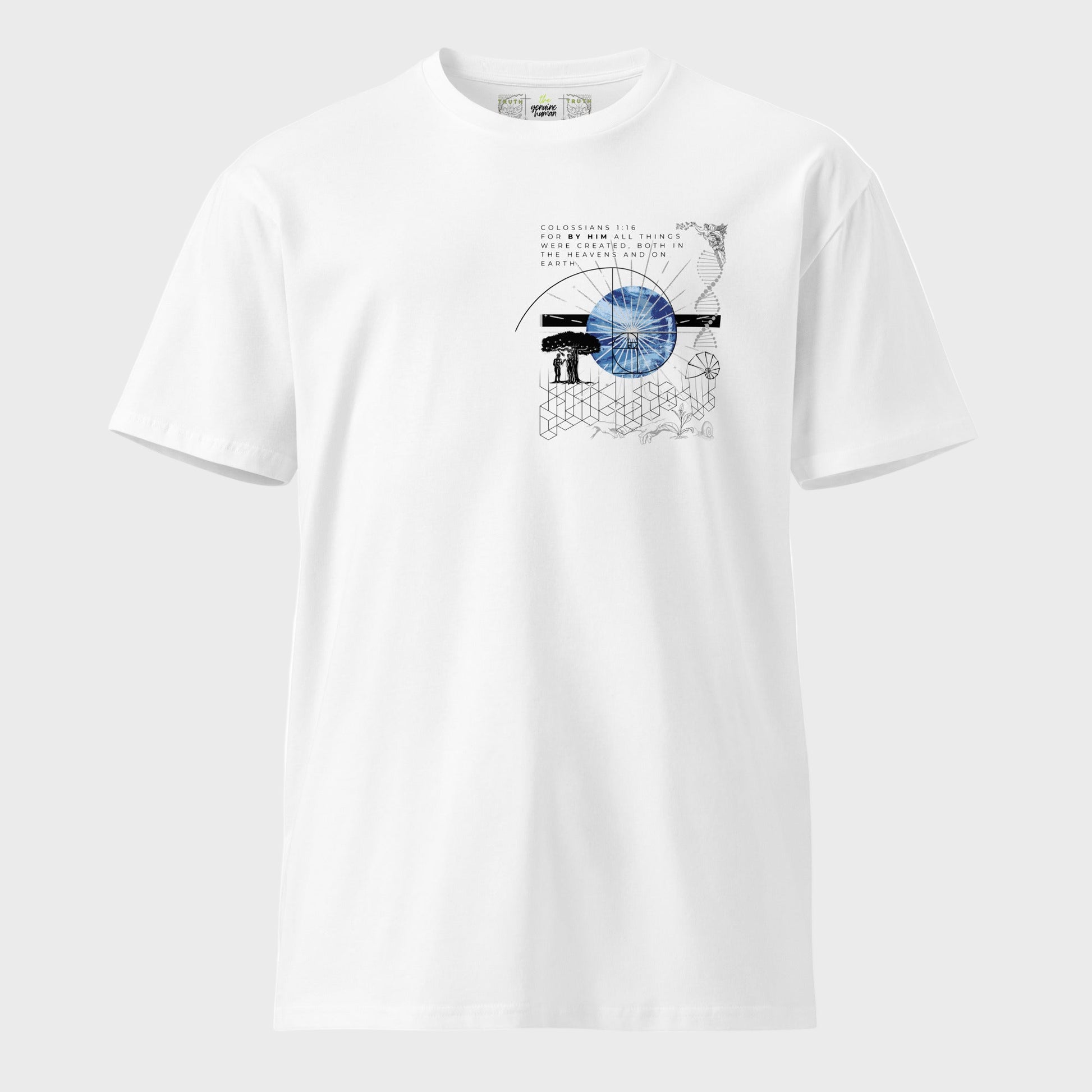 Creation-premium-Christian-t-shirt-white-front_product image