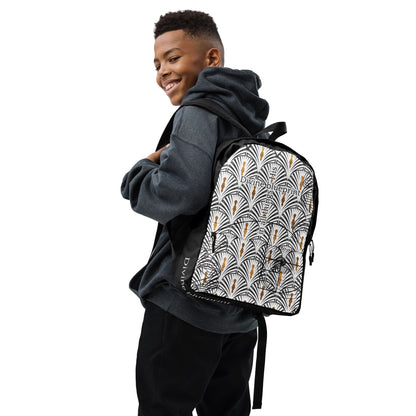 Kid wearing pattern backpack