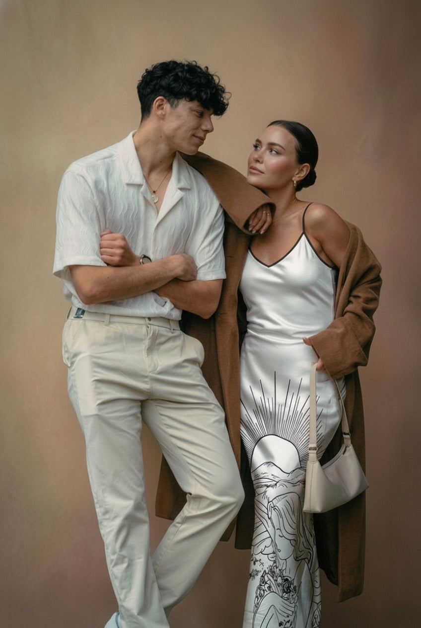 Eden | Premium black & white silk dress