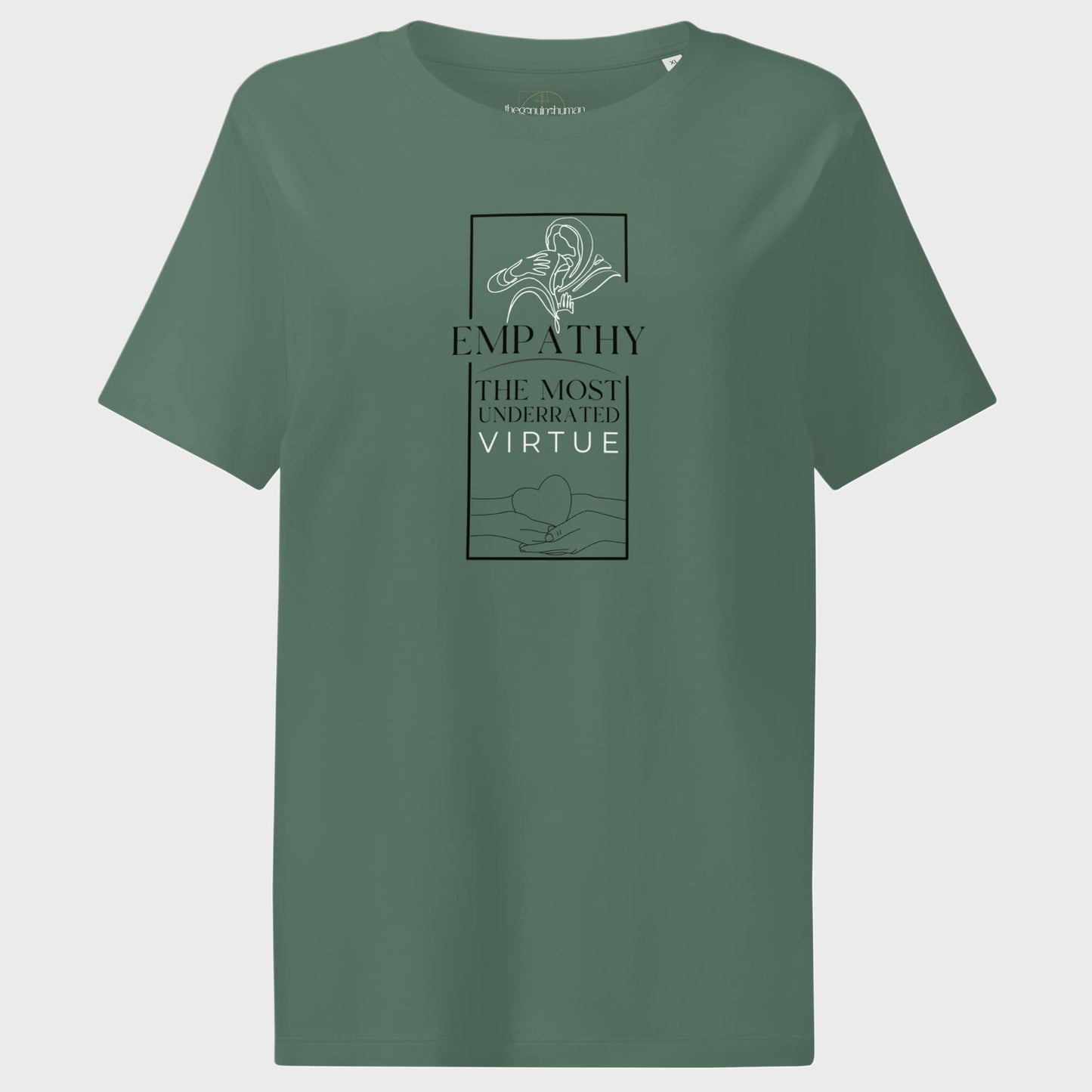 Green t-shirt with 'Everything's Just Peachy' text on a white background