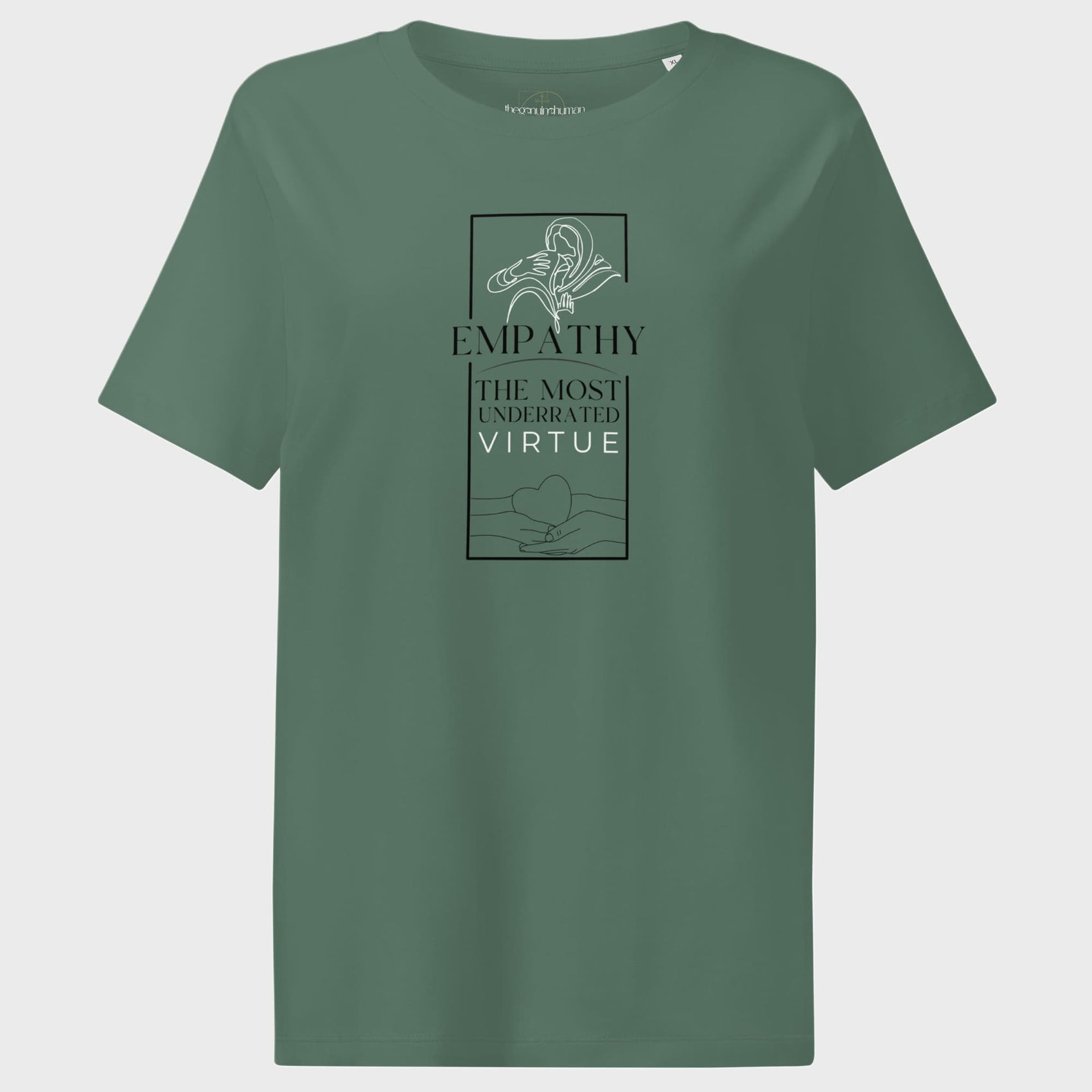 Green t-shirt with 'Everything's Just Peachy' text on a white background