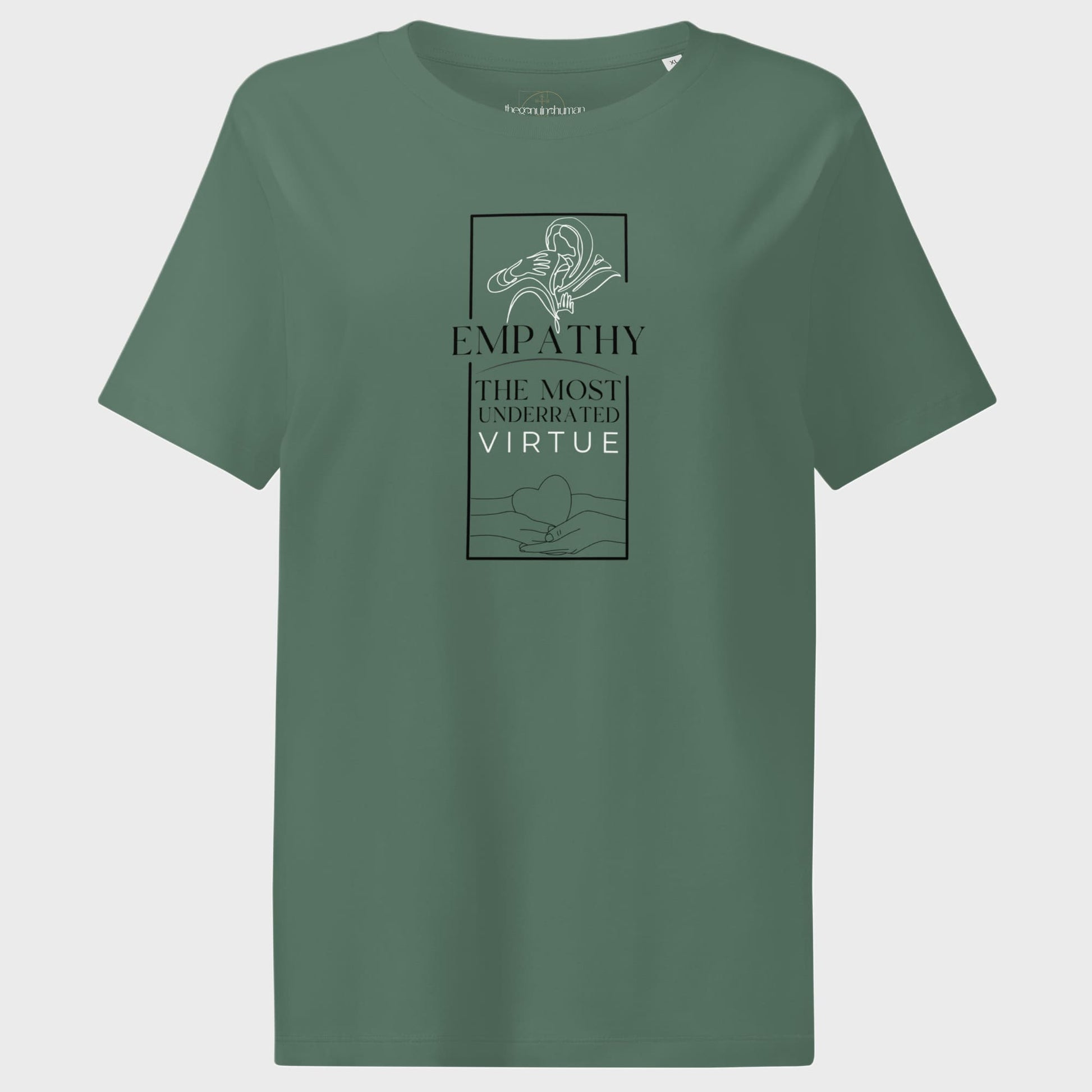 Green t-shirt with 'Everything's Just Peachy' text on a white background