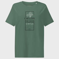Green t-shirt with 'Everything's Just Peachy' text on a white background