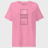 Pink t-shirt with empathy graphic and text on a light gray background