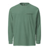 Green long-sleeve shirt with a brand logo on a white background