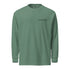 Green long-sleeve shirt with a brand logo on a white background
