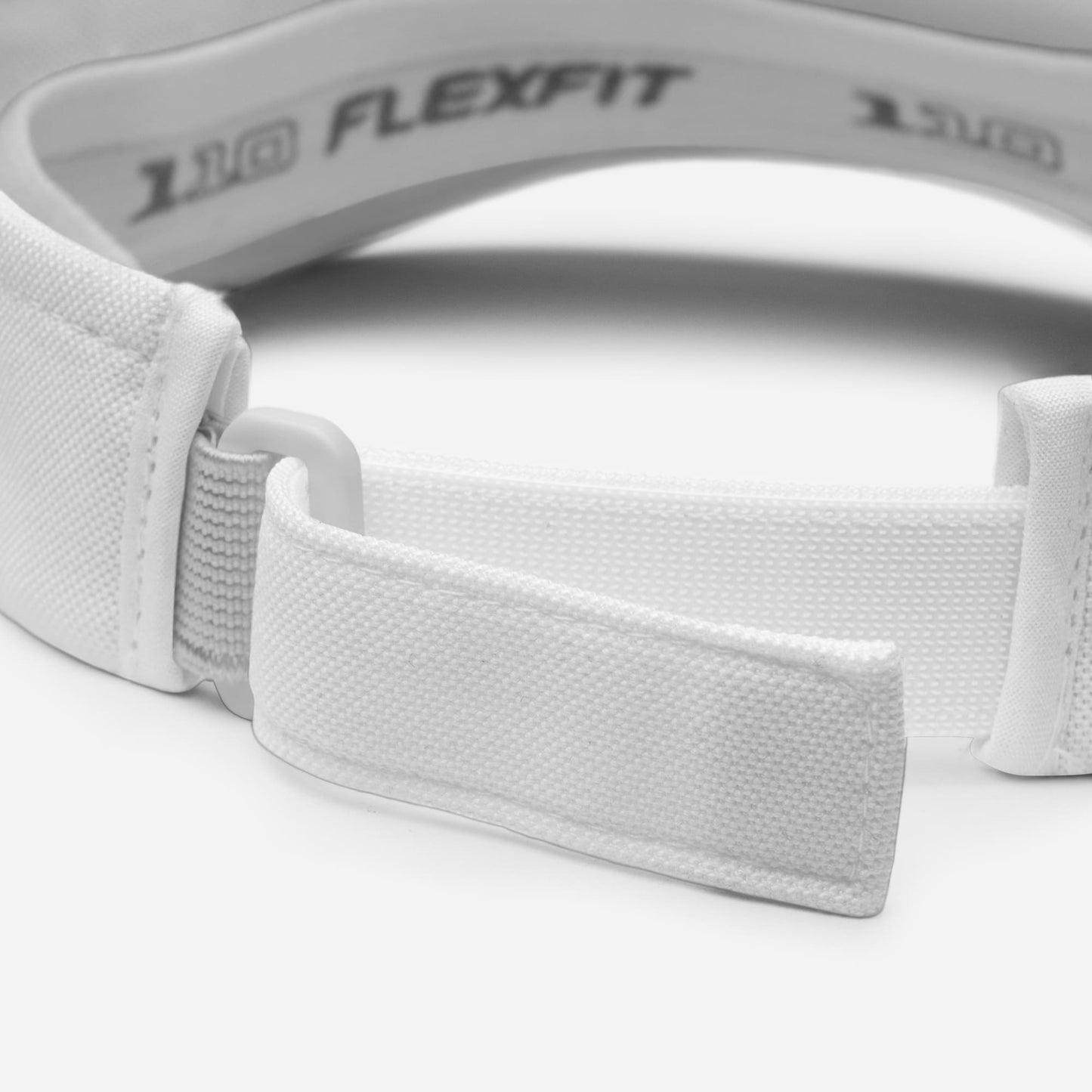 Zoom of an adjustable white strap 