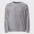 Gray sweatshirt with a brand logo on a white background