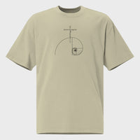 Beige t-shirt with a mathematical design on a white background
