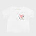 Product mockup white baby tshirt with pink heart and butterfly text design