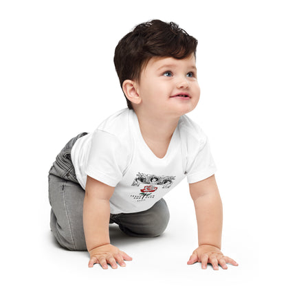 Toddler wearing white tshirt with Christian graphic design