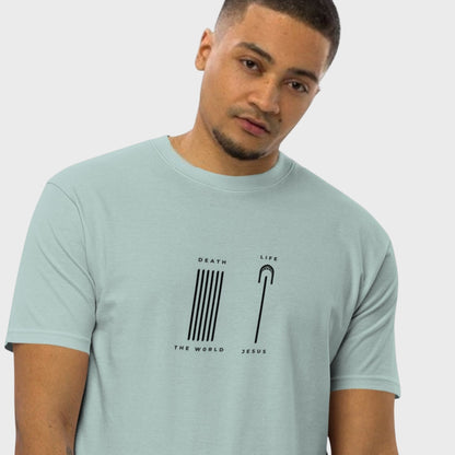 Jesus leads to life | Men’s premium heavyweight tee