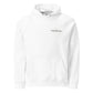 white hoodie on plain background