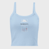 Light blue tank top with text and graphics on a white background