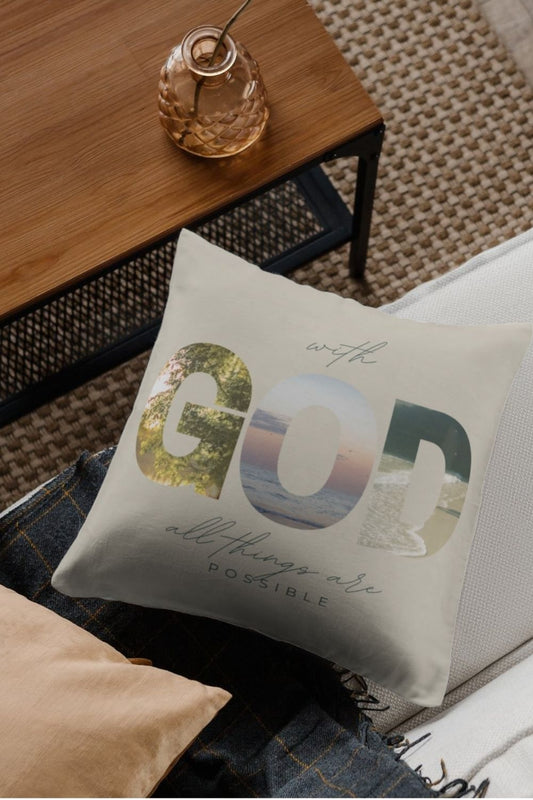 Con Dios, todas las cosas son posibles | Funda de almohada