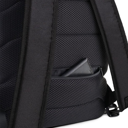 Close up of external pocket of backpack