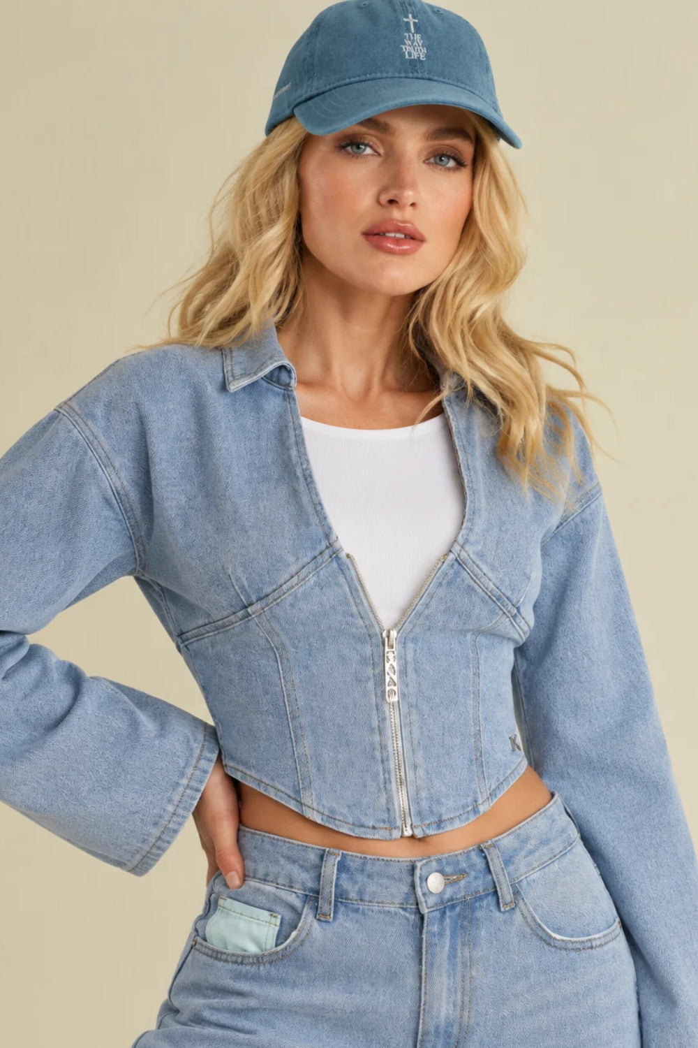 Christian embroidered denim hat | The Way, Truth, Life