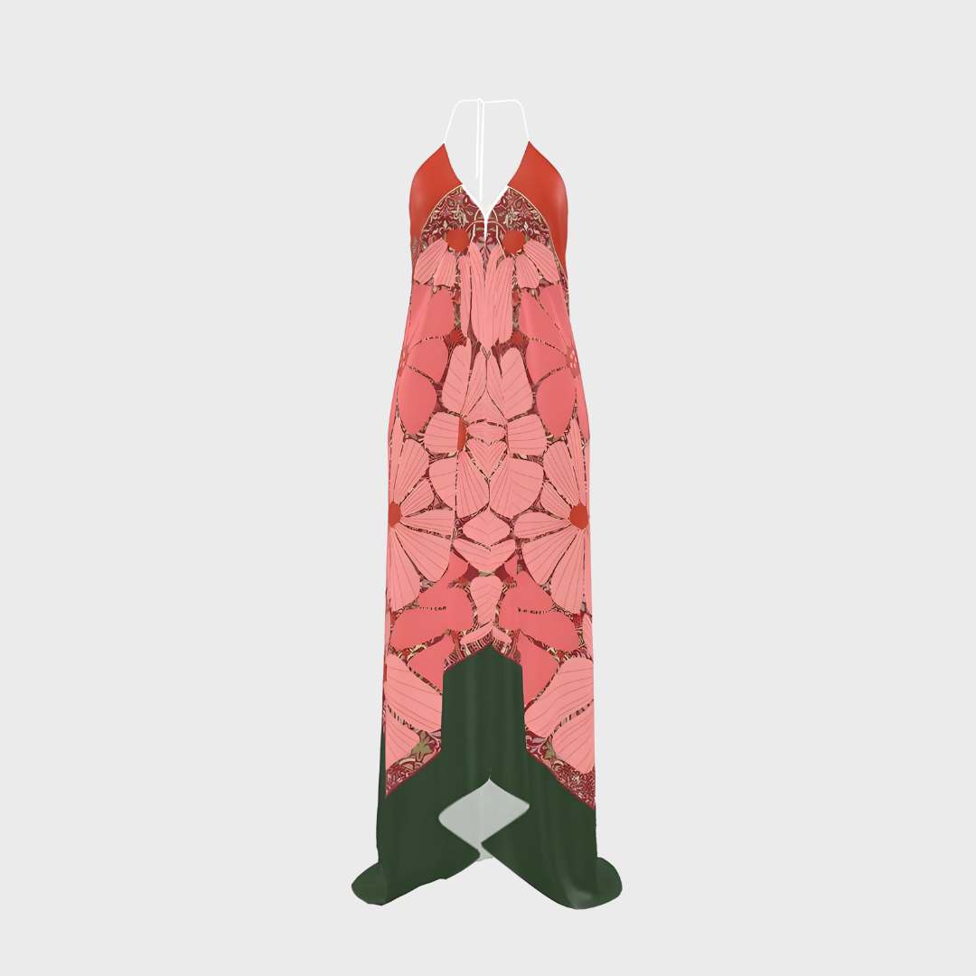 Glory to Jesus | Premium halterneck backless silk dress with letters