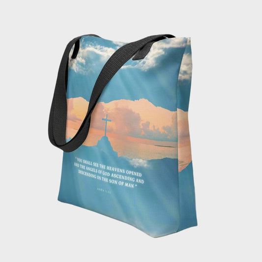 Tote bag "Heavens Opened" with Inspirational Quote