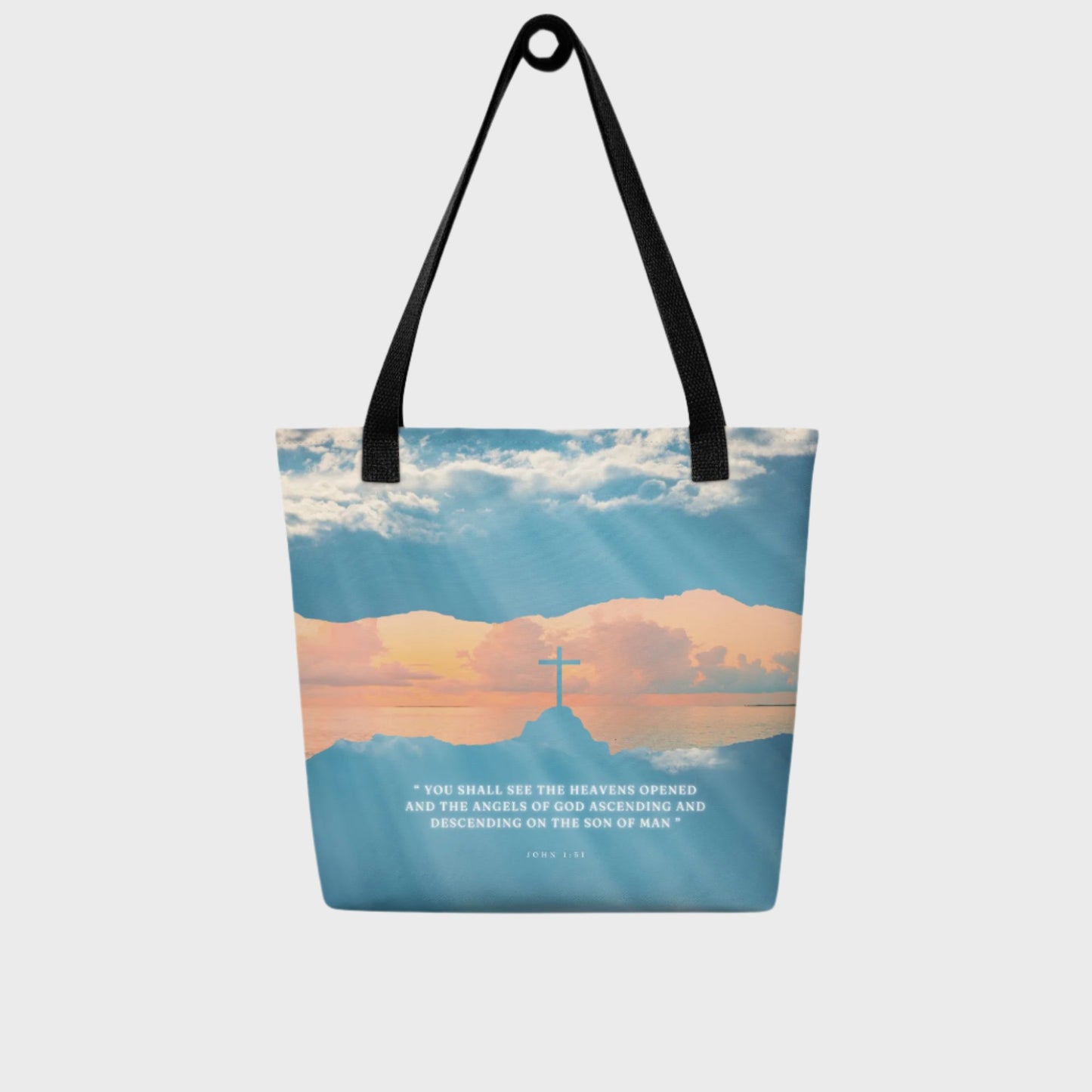 Tote bag "Heavens Opened" with Inspirational Quote