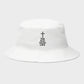 White cotton twill bucket hat with 'The Way, Truth, Life' embroidered on the front