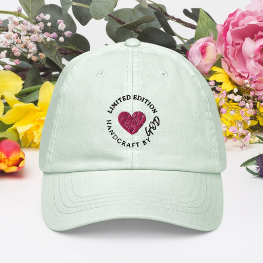 Embroidered pastel baseball hat "Handcraft by God"