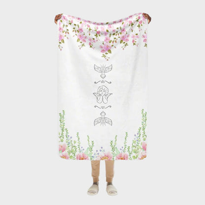 Ornamented Angel & Flowers - Sherpa blanket
