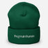 Green beanie with &