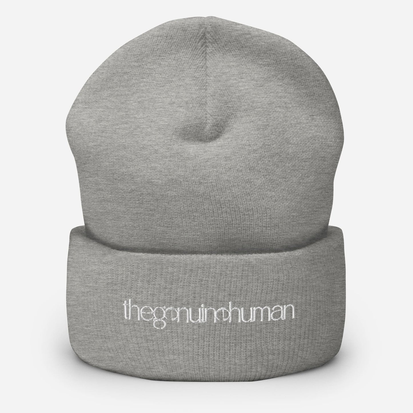 Gray beanie with 'Accubuilt' logo on a white background
