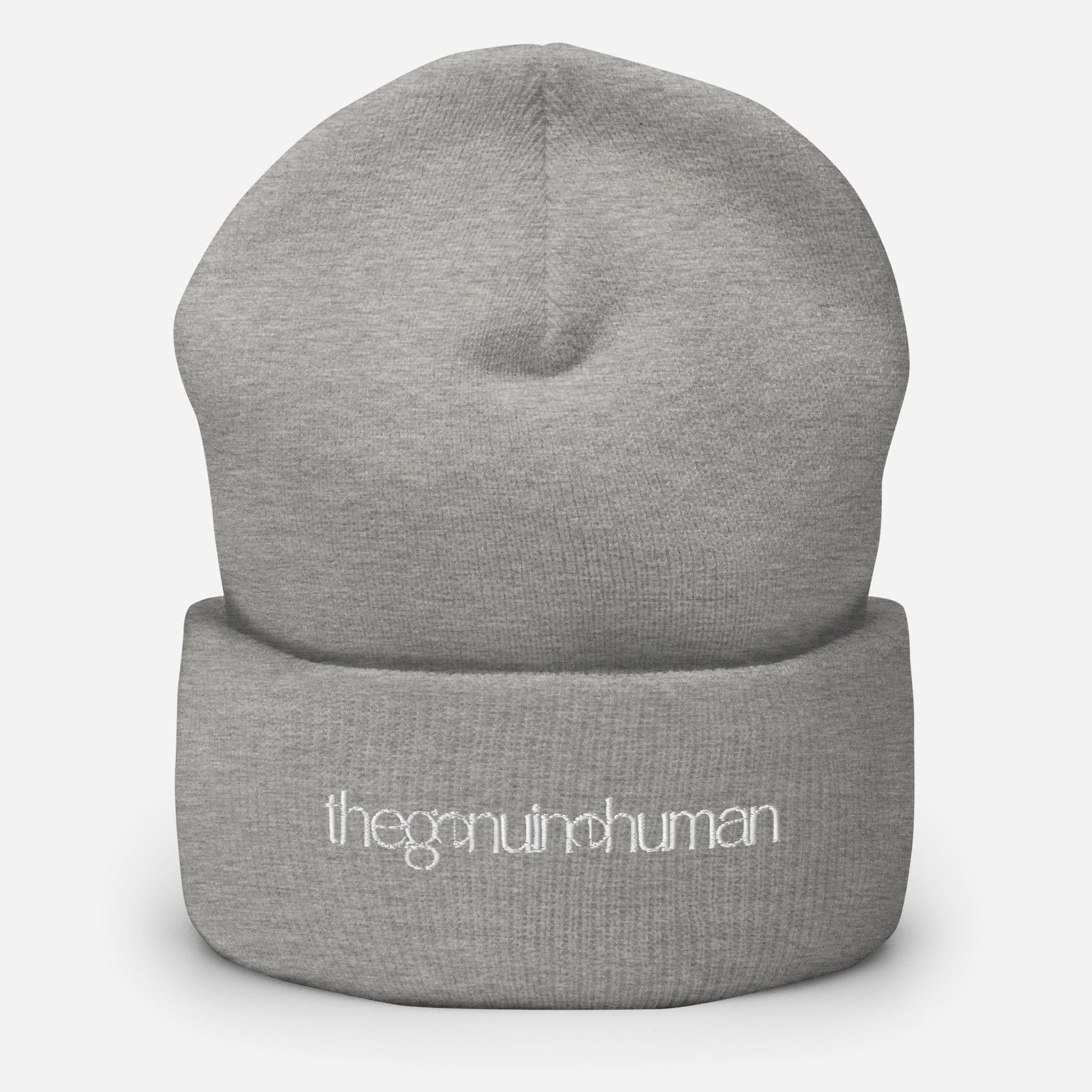 Gray beanie with 'Accubuilt' logo on a white background
