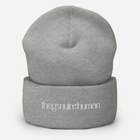 Gray beanie with 'Accubuilt' logo on a white background