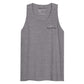 Gray tank top with a logo on a white background
