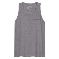 Gray tank top with a logo on a white background