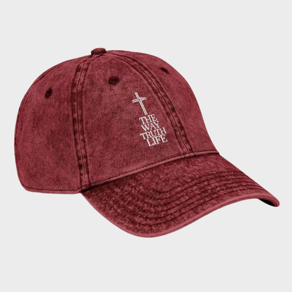 Embroidered Vintage Cotton Cap "The Way, Truth, Life"