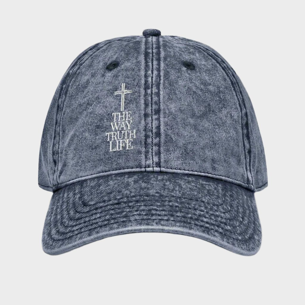 Embroidered Vintage Cotton Cap "The Way, Truth, Life"