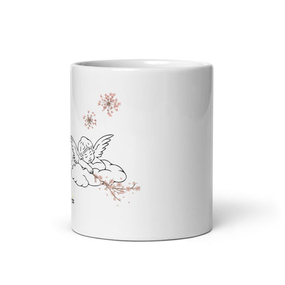 Adorable Angel with pink flowers | Ceramic Mug