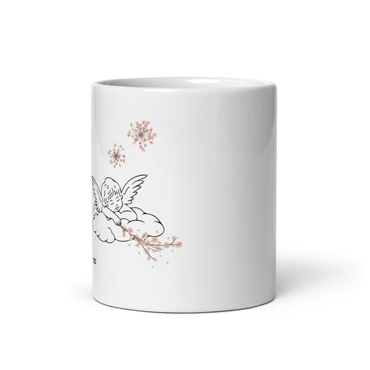 Adorable Angel with pink flowers -  Ceramic Mug