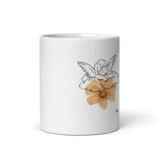 Angel with poppy flower -  Ceramic Mug