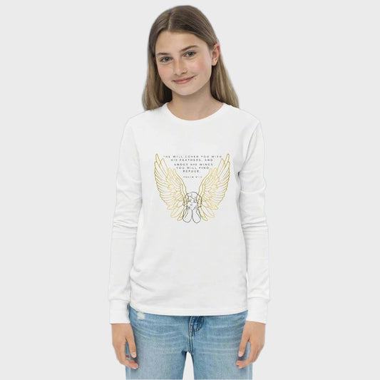 Youth long sleeve tee "Under his wings" for girls